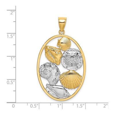 14K Yellow Gold Shell Cluster Oval Frame Charm – view 4