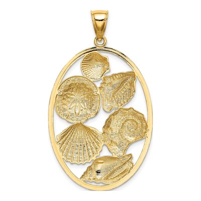 14K Yellow Gold Shell Cluster Oval Frame Charm – view 5