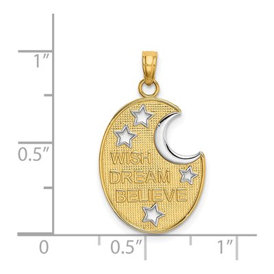 14K Yellow Gold Moon Stars Wish Dream Believe Charm – view 5