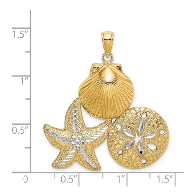 14K Yellow Gold Starfish Sand Dollar Charm – view 4