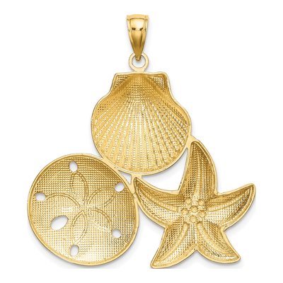 14K Yellow Gold Starfish Sand Dollar Charm – view 5