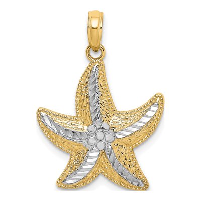 14K Yellow Gold Diamond-Cut Starfish Charm