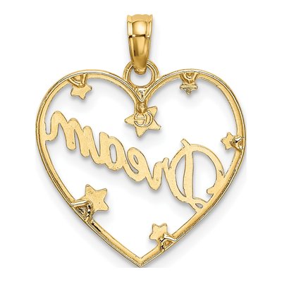 14K Yellow Gold Diamond-Cut Dream Heart Stars Charm – view 5
