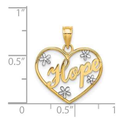 14K Yellow Gold Hope Heart Flower Charm – view 4