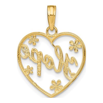 14K Yellow Gold Hope Heart Flower Charm – view 5