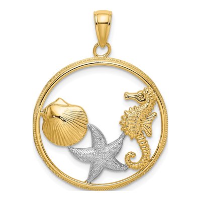 14K Yellow Gold Ocean Pendant