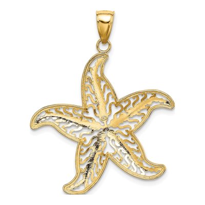 14K Yellow Gold Filigree Starfish Charm – view 5
