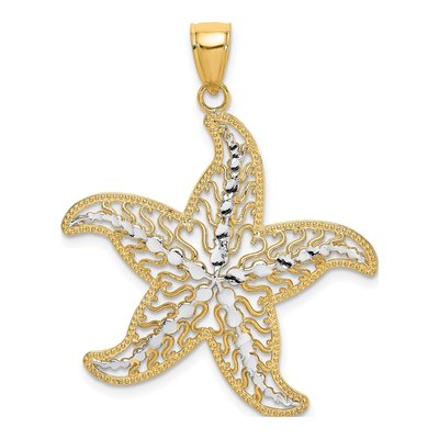 14K Yellow Gold Filigree Starfish Charm