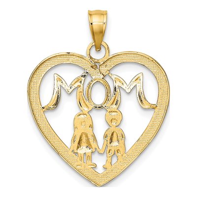 14K Yellow Gold MOM Heart Charm – view 5