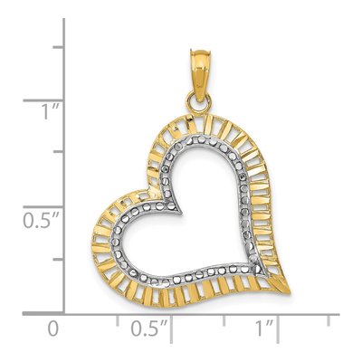 14K Yellow Gold Diamond-Cut Tilted Heart Charm – view 4