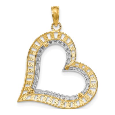 14K Yellow Gold Diamond-Cut Tilted Heart Charm – view 5