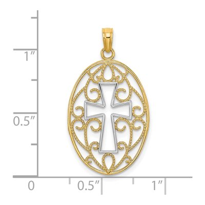 14K Yellow Gold Beaded Filigree Cross Pendant – view 4