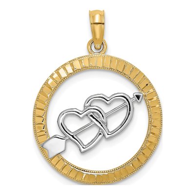 14K Yellow Gold Heart Arrow Charm