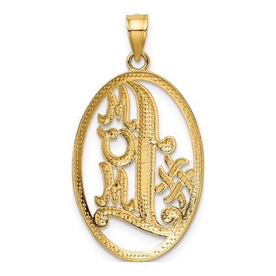 14K Yellow Gold MOM Oval Number 1 Pendant – view 4