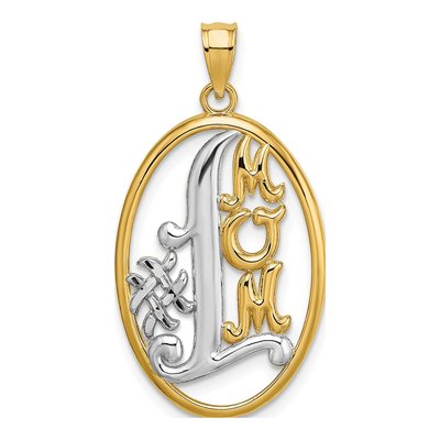 14K Yellow Gold MOM Oval Number 1 Pendant