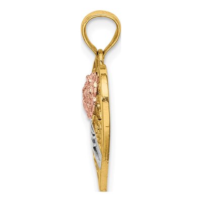 14K Two-Tone Gold LOVE Filigree Heart Pendant – view 3