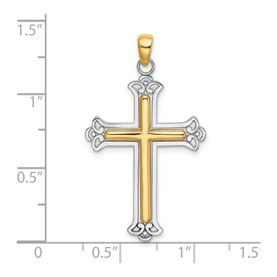 14K Two-Tone Gold Cross Pendant – view 4