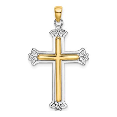 14K Two-Tone Gold Cross Pendant