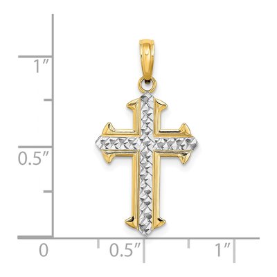 14K Yellow Gold Diamond-Cut Cross Charm – view 4