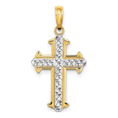 14K Yellow Gold Diamond-Cut Cross Charm