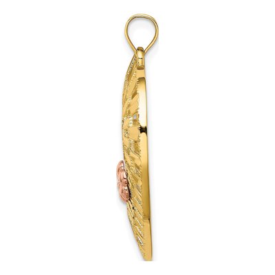 14K Two-Tone Gold MOM Flower Heart Pendant – view 3