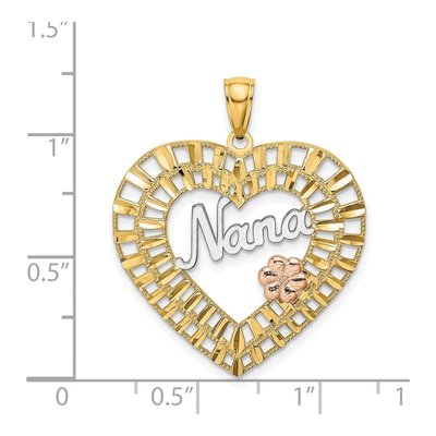 14K Two-Tone Gold Heart Flowers Pendant – view 5
