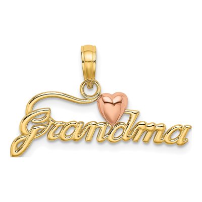 14K Two-Tone Gold Grandma Heart Pendant