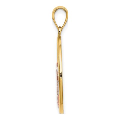 14K Two-Tone Gold Scallop Shell Circle Pendant – view 3