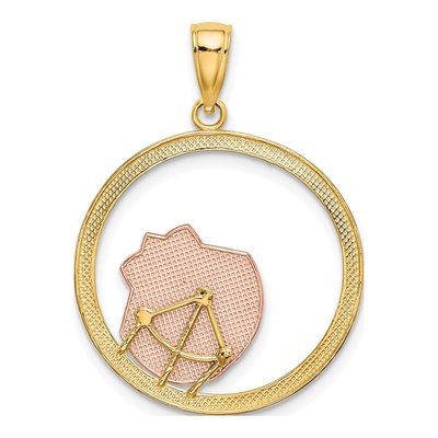 14K Two-Tone Gold Scallop Shell Circle Pendant – view 5