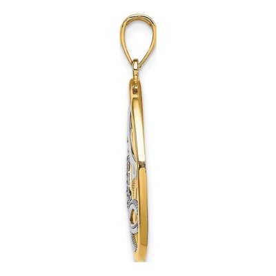 14K Yellow Gold Sun Sailboat Circle Pendant – view 3