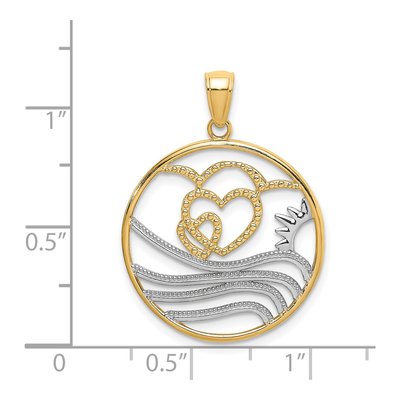 14K Yellow Gold Sunset Hearts Circle Charm – view 4