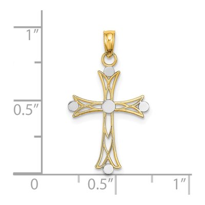 14K Yellow Gold Textured Cross Charm – view 4