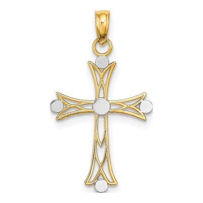 14K Yellow Gold Textured Cross Charm