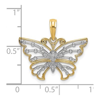 14K Yellow Gold Diamond-Cut Butterfly Charm – view 4