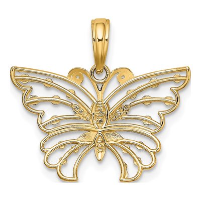 14K Yellow Gold Diamond-Cut Butterfly Charm – view 5