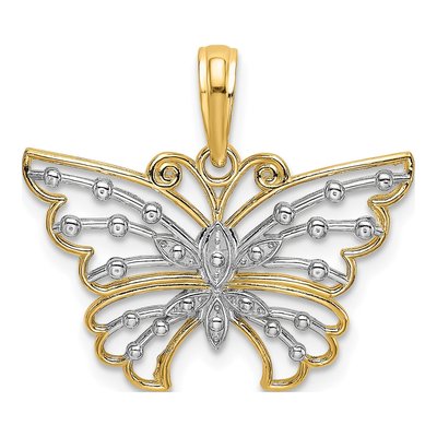 14K Yellow Gold Diamond-Cut Butterfly Charm