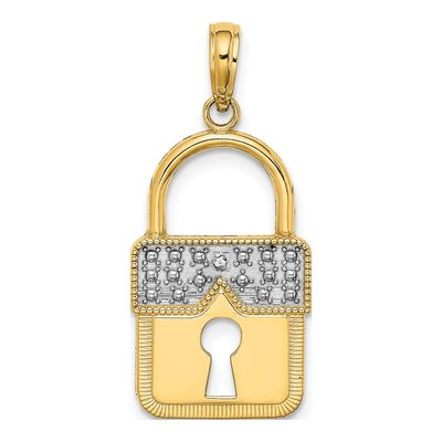 14K Yellow Gold Lock Pendant