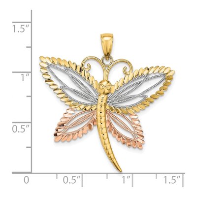 14K Two-Tone Gold Dragonfly Pendant – view 4