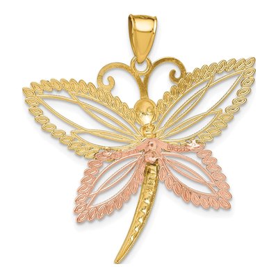 14K Two-Tone Gold Dragonfly Pendant – view 5