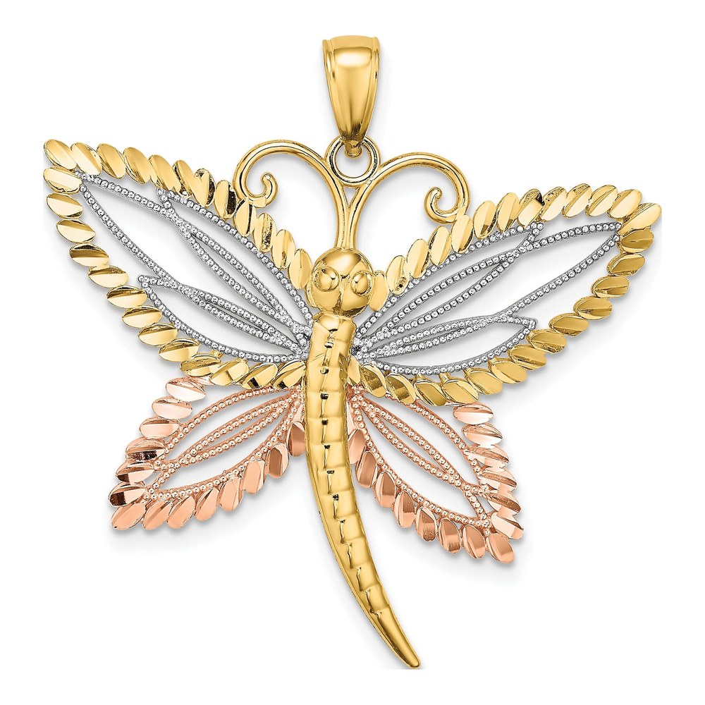 14K Two-Tone Gold Dragonfly Pendant
