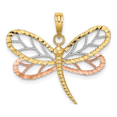 14K Two-Tone Gold Dragonfly Charm