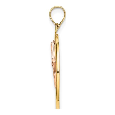 14K Two-Tone Gold Star Circle Pendant – view 3