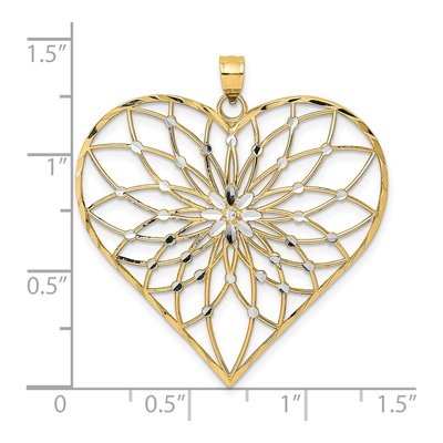 14K Yellow Gold Diamond-Cut Filigree Heart Pendant – view 4