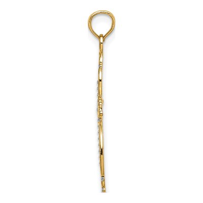 14K Yellow Gold Beaded Cross Charm – view 3