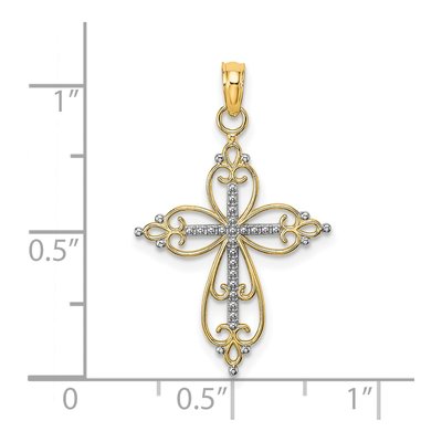 14K Yellow Gold Beaded Cross Charm – view 4