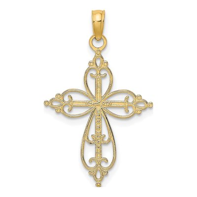 14K Yellow Gold Beaded Cross Charm – view 5