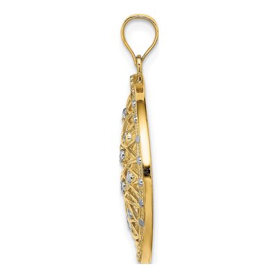 14K Yellow Gold Diamond-Cut Oval Pendant – view 3
