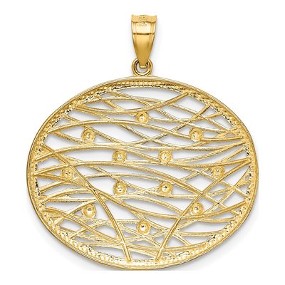 14K Yellow Gold Diamond-Cut Oval Pendant – view 5