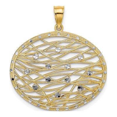 14K Yellow Gold Diamond-Cut Oval Pendant