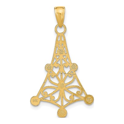 14K Yellow Gold Textured Chandelier Charm – view 5
